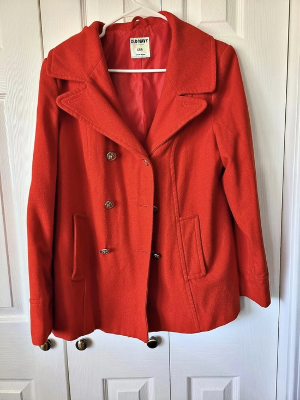 Vintage Old Navy Wool-Blend Peacoat Orange Size Large